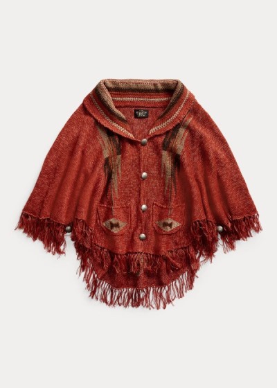 Poncho Ralph Lauren Fringe Linen-Blend Mulher 64198-FQHD